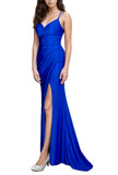 XL - dancing queen royal blue strappy back ruched gown
