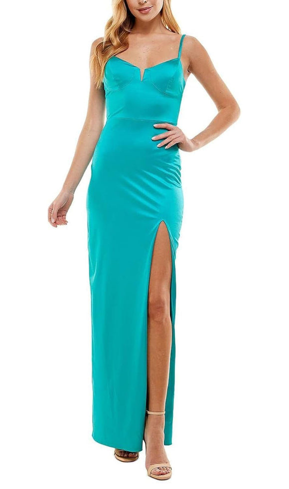 3 - city studio turquoise satin corset gown