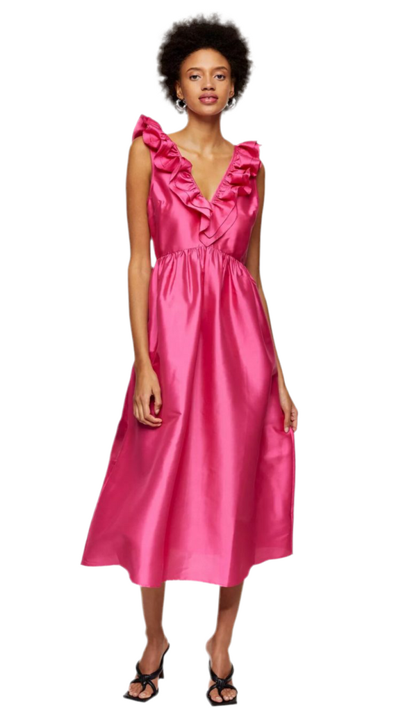 8 - topshop hot pink taffeta midi dress