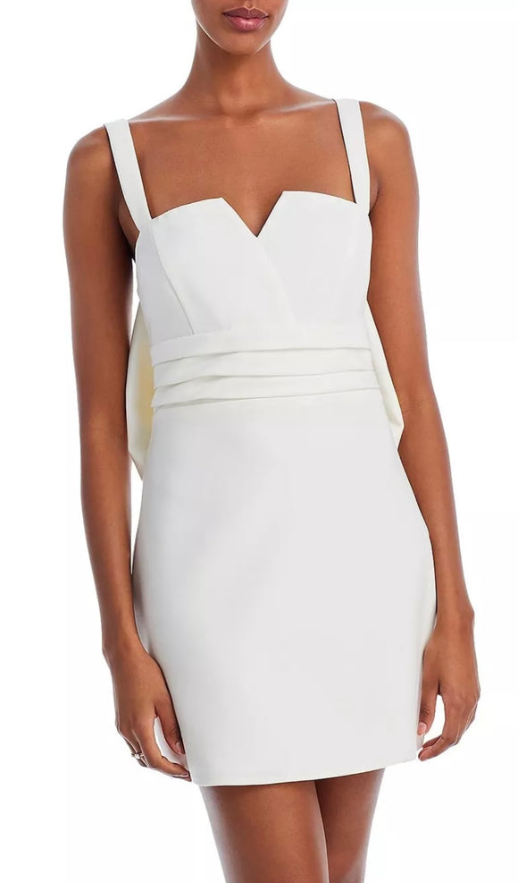 S - aqua white mini dress with statement bow