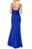 L - dancing queen royal blue ruched fitted gown