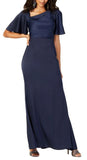 6 - vince camuto navy satin bell sleeve gown