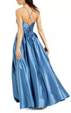 15 - blondie nites blue lace up satin ball gown