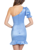 XXS - b darlin powder blue one shoulder ruffle dress