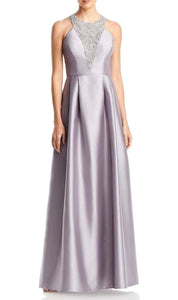 adrianna papell mikado bead halter gown