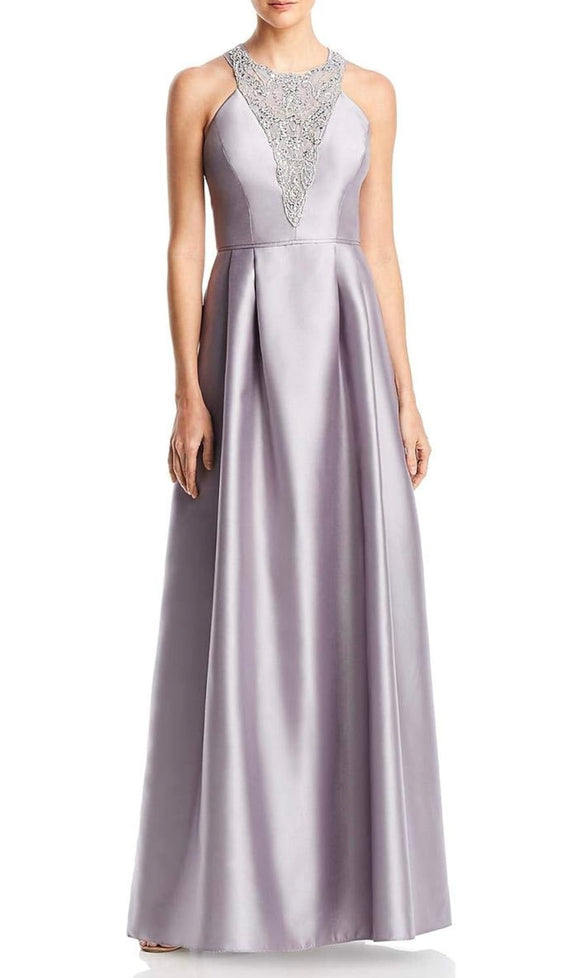 adrianna papell mikado bead halter gown