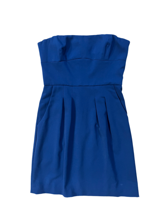 bcbgmaxazria navy cocktail dress with optional straps