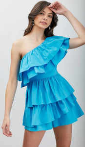 M - do + be blue one shoulder hidden romper