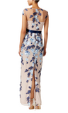 6 - adrianna papell champagne & blue floral gown