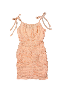 ssb peach ruched laced dress 
