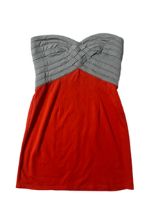 M - minuet orange & grey strapless mini dress