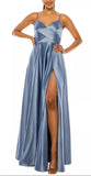 17 - b darlin blue wrapped bodice satin gown