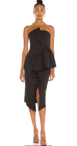 L - elliatt black asymmetrical midi dress