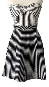 minuet b&w strapless striped dress