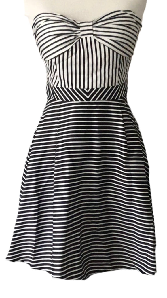 minuet b&w strapless striped dress