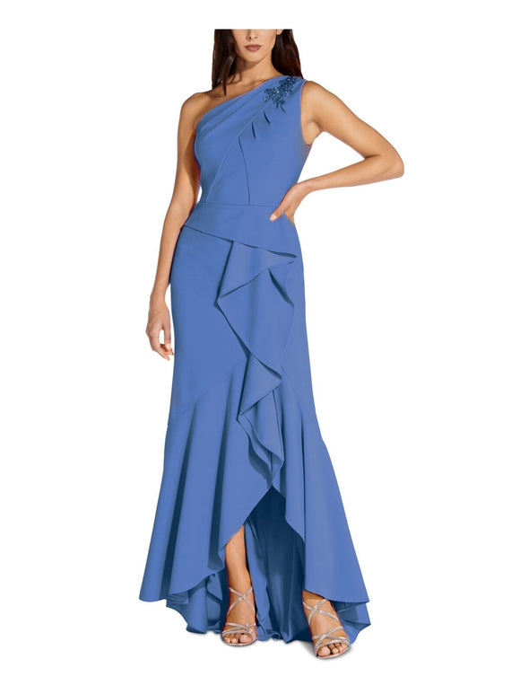 12 - adrianna papell blue one shoulder high low gown
