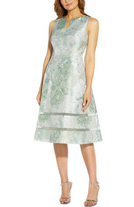 10 - adrianna papell mint green floral jacquard dress