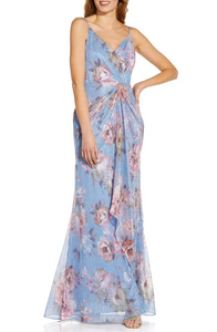 12 - adrianna papell sleeveless metallic crinkle floral dress