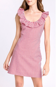 L - after market red & white striped dress