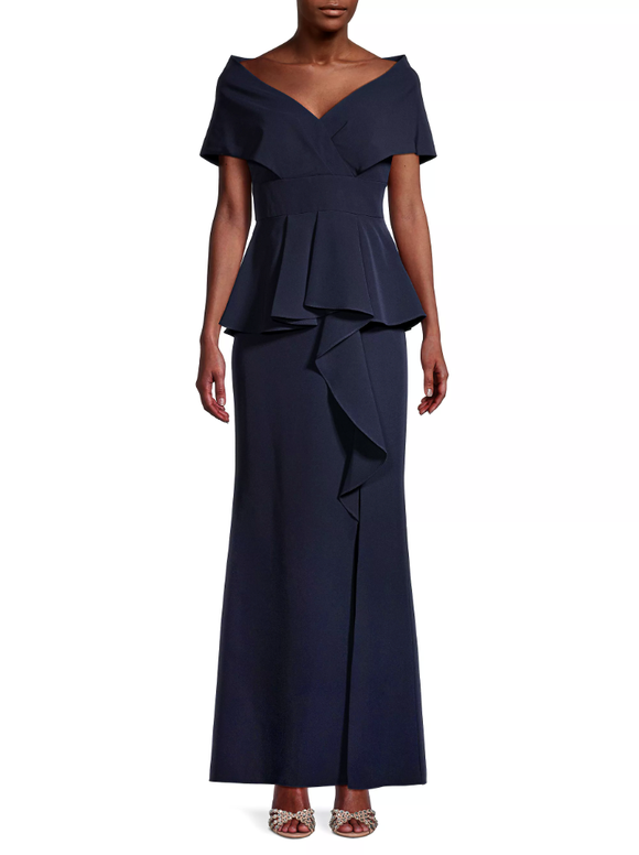 aidan mattox ruffled off the shoulder dress Aidan Mattox Ruffled Off-the-Shoulder Dress