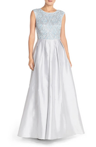 8 - aidan mattox silver embellished taffeta gown