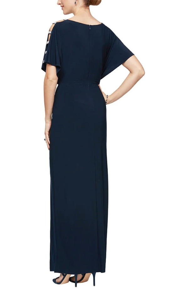 green emerald velvet dress Alex Evenings Petite Irene Embroidered Sequin Gown Navy / 14p main image 1