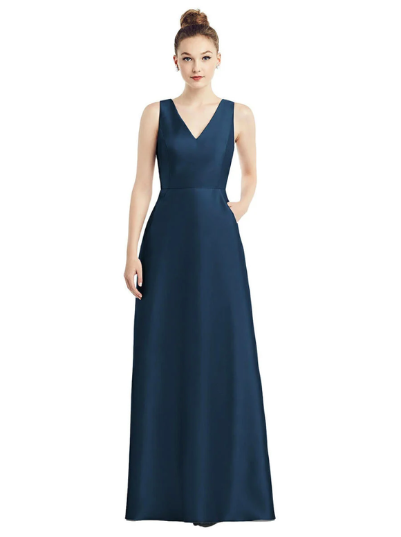 0 - alfred sung navy cap sleeve ball gown