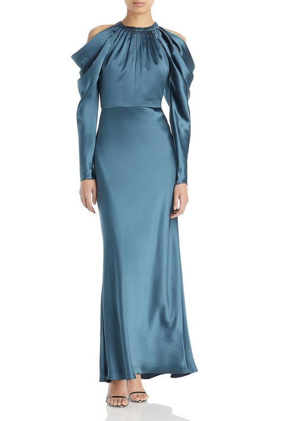2 - amsale blue satin cold shoulder gown The SheShop (Birmingham) 2 - amsale blue satin cold shoulder gown The SheShop (Birmingham)