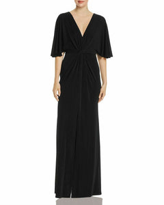 4 - aqua black shimmer flutter sleeve gown