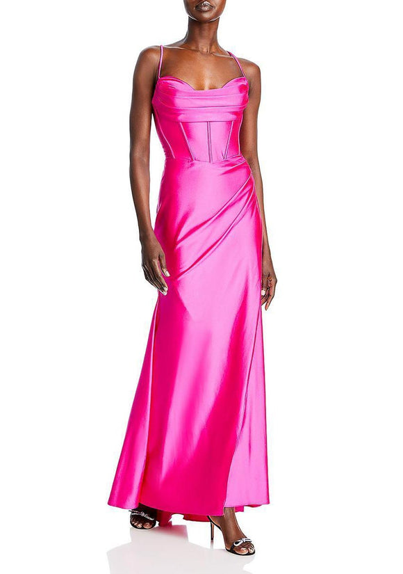 10 - aqua hot pink corset gown