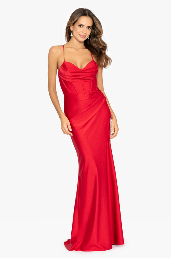 4 - aqua red corset lace up gown