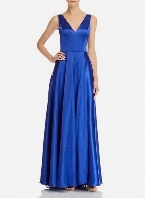 4 - aqua royal blue charmeuse gown