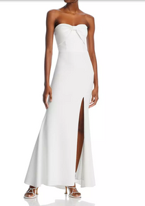 12 - aqua white strapless bow gown