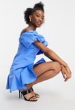 8 - asos blue puff sleeve flounce hem mini dress
