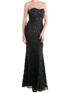 XS - aspeed black strapless beaded mermaid gown