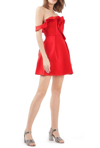 8 - bardot red off the shoulder ruffle dress