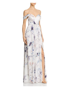 XS - bariano white floral off the shoulder gown