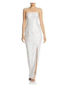 M - bariano white strapless sequin gown