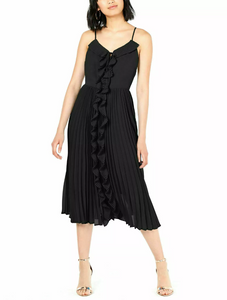 4 - bar iii black pleated midi dress