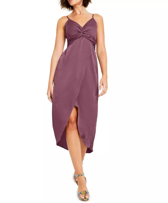 M - bar iii purple twist bodice midi dress