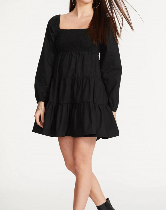 M - bb dakota black tiered long sleeve dress