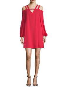 XXS - bcbgmaxazria red cold shoulder dress