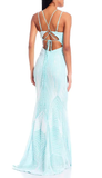 11- b darlin aqua blue modern geometric sequin gown