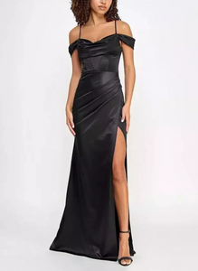 3 - b darlin black corseted satin gown