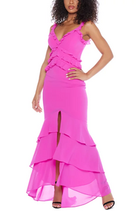 7 - b darlin hot pink flouncy ruffle gown