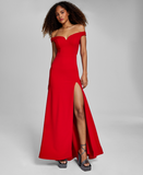 1 - b darlin red off the shoulder laced back gown