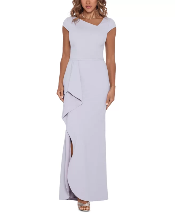 betsy adam silver dress Betsy & Adam Petite Off-The-Shoulder A-Line Long Dress - Sage Ivory