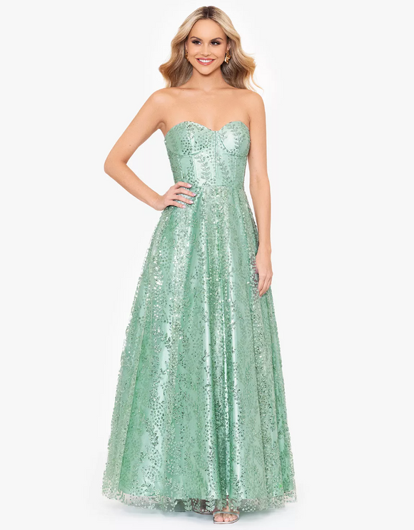 11 - blondie nites light green glitter corset ball gown