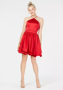 11 - blondie nites red halter fit & flare party dress