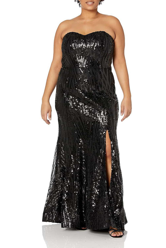 16 - city chic black strapless sequin mermaid gown
